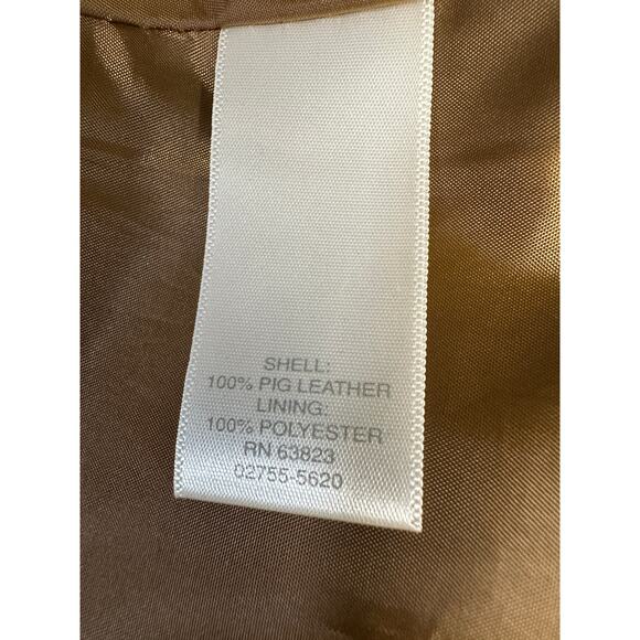 Vintage Christopher & Banks 100% Leather Tan Suede Snap Front Embossed Medium - Picture 11 of 12